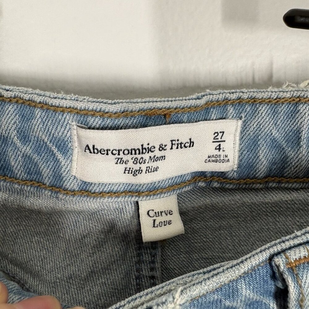 Abercrombie & Fitch Women 27/4L Pleated Curve Love High Rise The 80s Mom Jeans - Picture 10 of 12